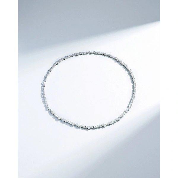Suzanne Kalan Classic Diamond Round Tennis Necklace in 18K White Gold | Fine Necklaces | Coveti