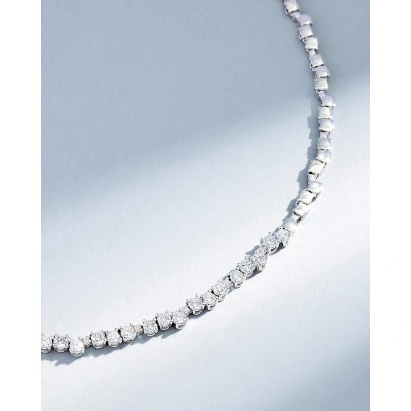 Suzanne Kalan Classic Diamond Round Tennis Necklace in 18K White Gold | Fine Necklaces | Coveti