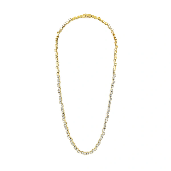 Suzanne Kalan Classic Diamond Round Tennis Necklace in 18K Yellow Gold | Fine Necklaces | Coveti