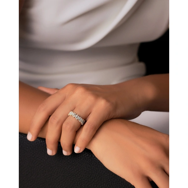 Suzanne Kalan Classic Diamond Shimmer Eternity Band in 18K Rose Gold | Fine Rings | Coveti
