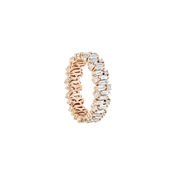 Suzanne Kalan Classic Diamond Shimmer Eternity Band in 18K Rose Gold | Fine Rings | Coveti