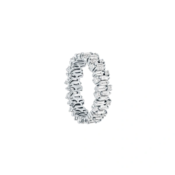 Suzanne Kalan Classic Diamond Shimmer Eternity Band in 18K White Gold | Fine Rings | Coveti