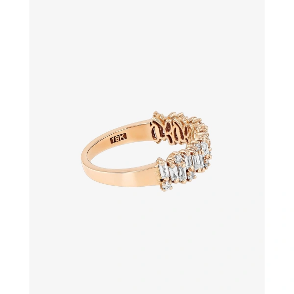 Suzanne Kalan Classic Diamond Shimmer Half Band in 18K Rose Gold | Fine Rings | Coveti