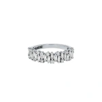 Suzanne Kalan Classic Diamond Shimmer Half Band in 18K White Gold | Fine Rings | Coveti