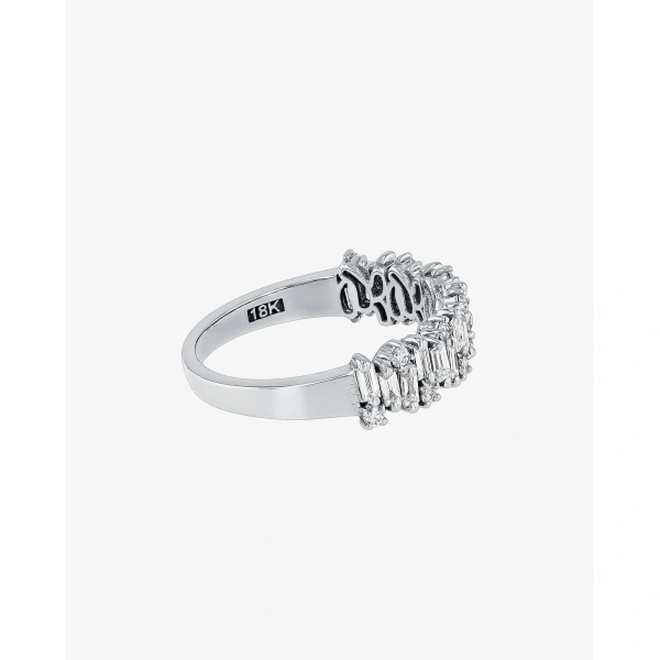 Suzanne Kalan Classic Diamond Shimmer Half Band in 18K White Gold | Fine Rings | Coveti