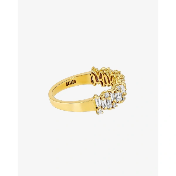 Suzanne Kalan Classic Diamond Shimmer Half Band in 18K Yellow Gold | Fine Rings | Coveti