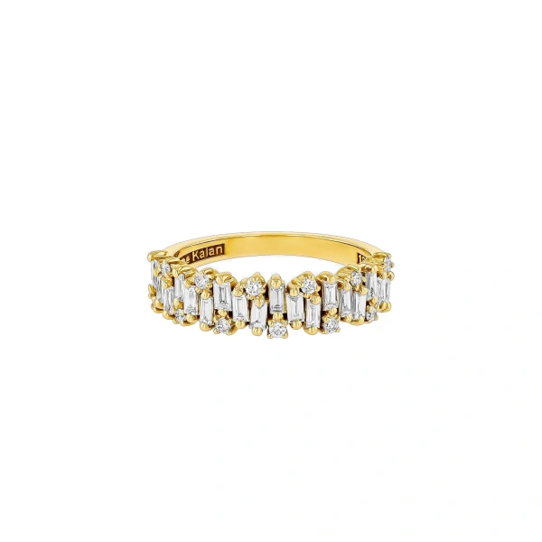 Suzanne Kalan Classic Diamond Shimmer Half Band in 18K Yellow Gold | Fine Rings | Coveti