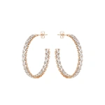 Suzanne Kalan Classic Diamond Shimmer Milli Hoops in 18K Rose Gold | Fine Earrings | Coveti