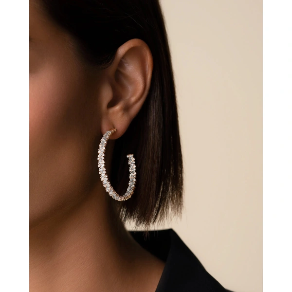 Suzanne Kalan Classic Diamond Shimmer Milli Hoops in 18K Rose Gold | Fine Earrings | Coveti