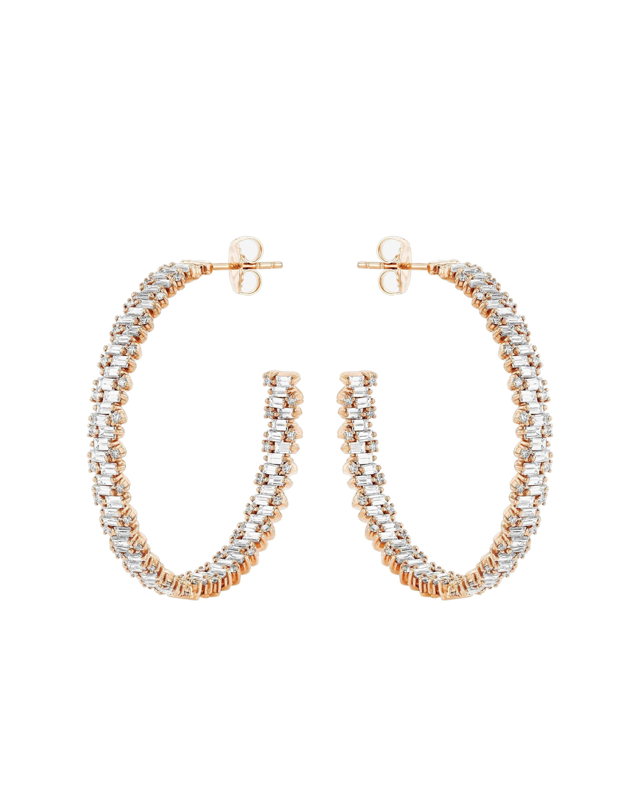 Suzanne Kalan Classic Diamond Shimmer Milli Hoops in 18K Rose Gold Suzanne Kalan Classic Diamond Shimmer Milli Hoops in 18K Rose Gold | Fine Earrings | Coveti