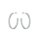 Suzanne Kalan Classic Diamond Shimmer Milli Hoops in 18K White Gold | Fine Earrings | Coveti