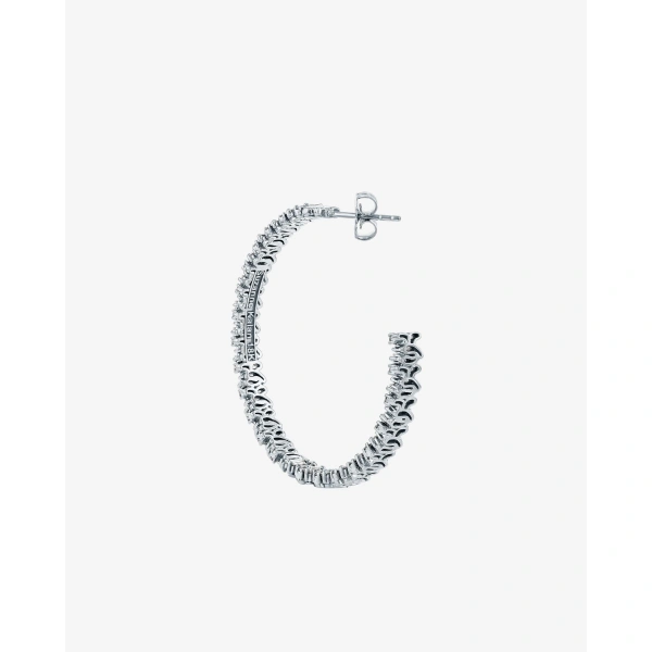Suzanne Kalan Classic Diamond Shimmer Milli Hoops in 18K White Gold | Fine Earrings | Coveti