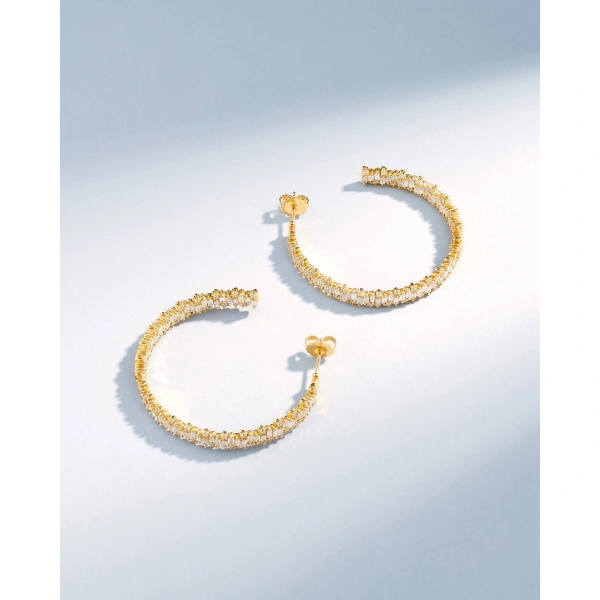 Suzanne Kalan Classic Diamond Shimmer Milli Hoops in 18K Yellow Gold | Fine Earrings | Coveti