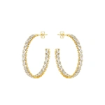 Suzanne Kalan Classic Diamond Shimmer Milli Hoops in 18K Yellow Gold | Fine Earrings | Coveti