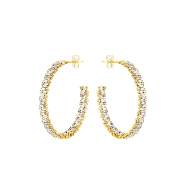 Classic Diamond Shimmer Milli Hoops in 18K Yellow Gold