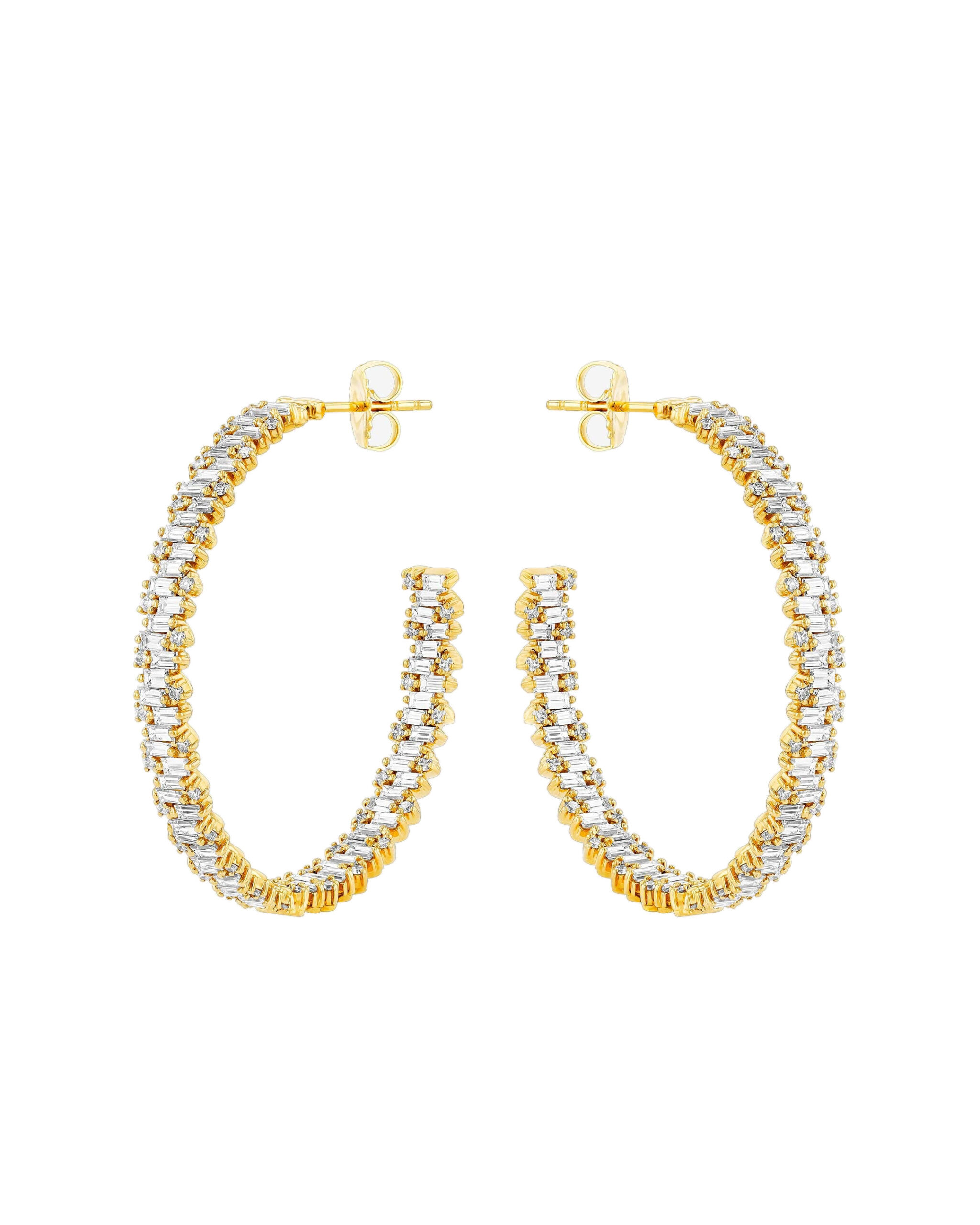 Suzanne Kalan Classic Diamond Shimmer Milli Hoops in 18K Yellow Gold Suzanne Kalan Classic Diamond Shimmer Milli Hoops in 18K Yellow Gold | Fine Earrings | Coveti