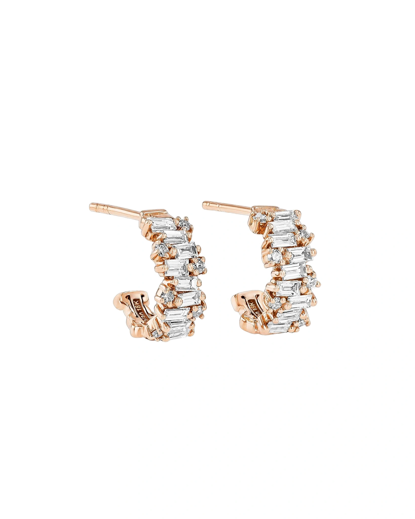 Suzanne Kalan Classic Diamond Shimmer Mini Hoops in 18K Rose Gold Suzanne Kalan Classic Diamond Shimmer Mini Hoops in 18K Rose Gold | Fine Earrings | Coveti