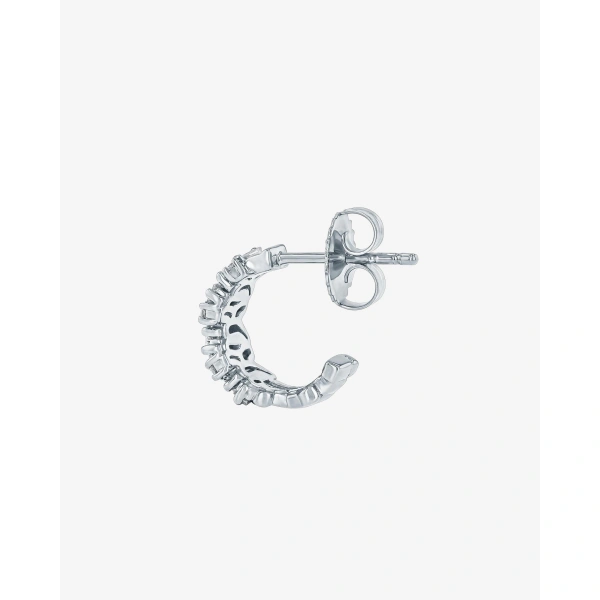 Suzanne Kalan Classic Diamond Shimmer Mini Hoops in 18K White Gold | Fine Earrings | Coveti