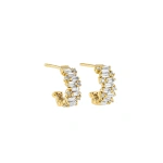 Suzanne Kalan Classic Diamond Shimmer Mini Hoops in 18K Yellow Gold | Fine Earrings | Coveti