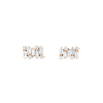 Suzanne Kalan Classic Diamond Shimmer Studs in 18K Rose Gold | Fine Earrings | Coveti