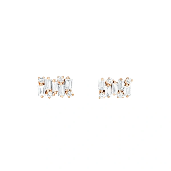 Classic Diamond Shimmer Studs in 18K Rose Gold