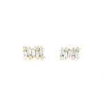 Suzanne Kalan Classic Diamond Shimmer Studs in 18K Yellow Gold | Fine Earrings | Coveti