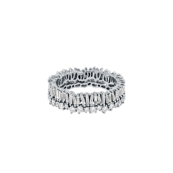 Suzanne Kalan Classic Diamond Short Stack Eternity Band in 18K White Gold | Fine Rings | Coveti