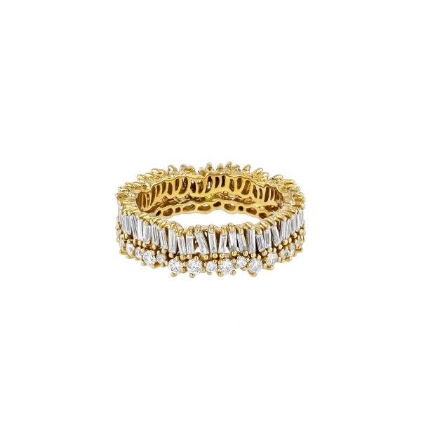 Suzanne Kalan Classic Diamond Short Stack Eternity Band in 18K Yellow Gold | Fine Rings | Coveti