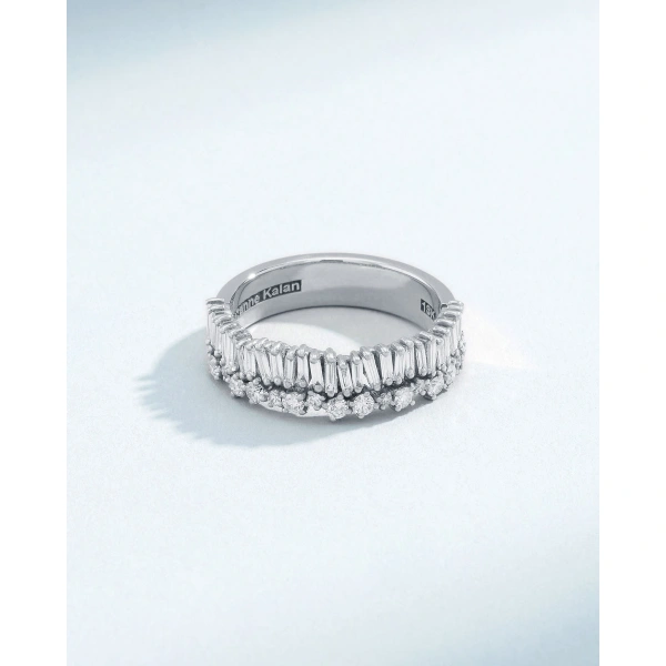 Suzanne Kalan Classic Diamond Short Stack Half Band in 18K White Gold | Fine Rings | Coveti