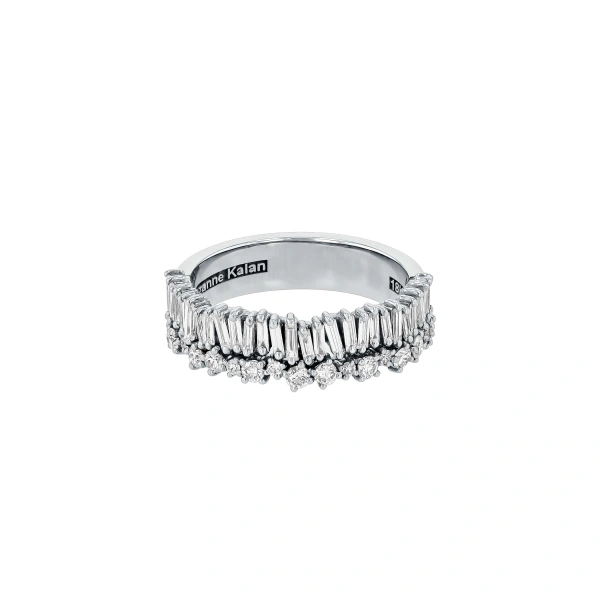 Suzanne Kalan Classic Diamond Short Stack Half Band in 18K White Gold | Fine Rings | Coveti
