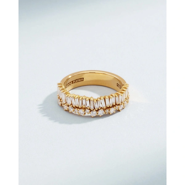 Suzanne Kalan Classic Diamond Short Stack Half Band in 18K Yellow Gold | Fine Rings | Coveti