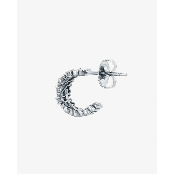 Suzanne Kalan Classic Diamond Short Stack Mini Hoops in 18K White Gold | Fine Earrings | Coveti
