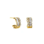 Suzanne Kalan Classic Diamond Short Stack Mini Hoops in 18K Yellow Gold | Fine Earrings | Coveti