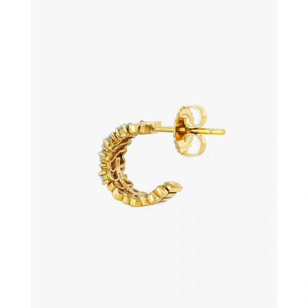 Suzanne Kalan Classic Diamond Short Stack Mini Hoops in 18K Yellow Gold | Fine Earrings | Coveti