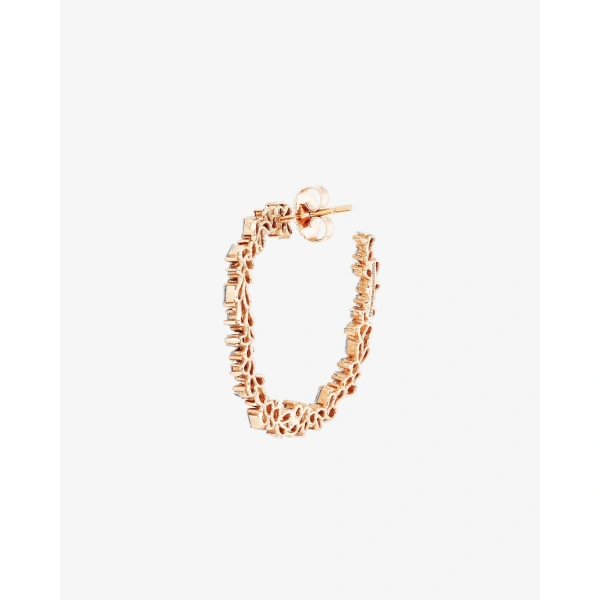 Suzanne Kalan Classic Diamond Sideways Cluster Midi Hoops in 18K Rose Gold | Fine Earrings | Coveti