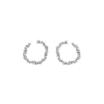 Suzanne Kalan Classic Diamond Sideways Cluster Midi Hoops in 18K White Gold | Fine Earrings | Coveti