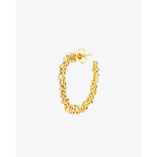 Suzanne Kalan Classic Diamond Sideways Cluster Midi Hoops in 18K Yellow Gold | Fine Earrings | Coveti