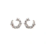 Suzanne Kalan Classic Diamond Sideways Cluster Mini Hoops in 18K Rose Gold | Fine Earrings | Coveti