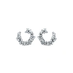 Suzanne Kalan Classic Diamond Sideways Cluster Mini Hoops in 18K White Gold | Fine Earrings | Coveti