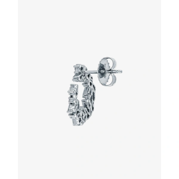 Suzanne Kalan Classic Diamond Sideways Cluster Mini Hoops in 18K White Gold | Fine Earrings | Coveti