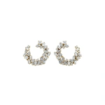 Suzanne Kalan Classic Diamond Sideways Cluster Mini Hoops in 18K Yellow Gold | Fine Earrings | Coveti