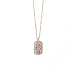 Suzanne Kalan Classic Diamond Small Dog Tag Pendant in 18K Rose Gold | Fine Necklaces | Coveti