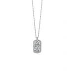Suzanne Kalan Classic Diamond Small Dog Tag Pendant in 18K White Gold | Fine Necklaces | Coveti