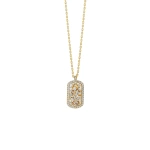 Suzanne Kalan Classic Diamond Small Dog Tag Pendant in 18K Yellow Gold | Fine Necklaces | Coveti