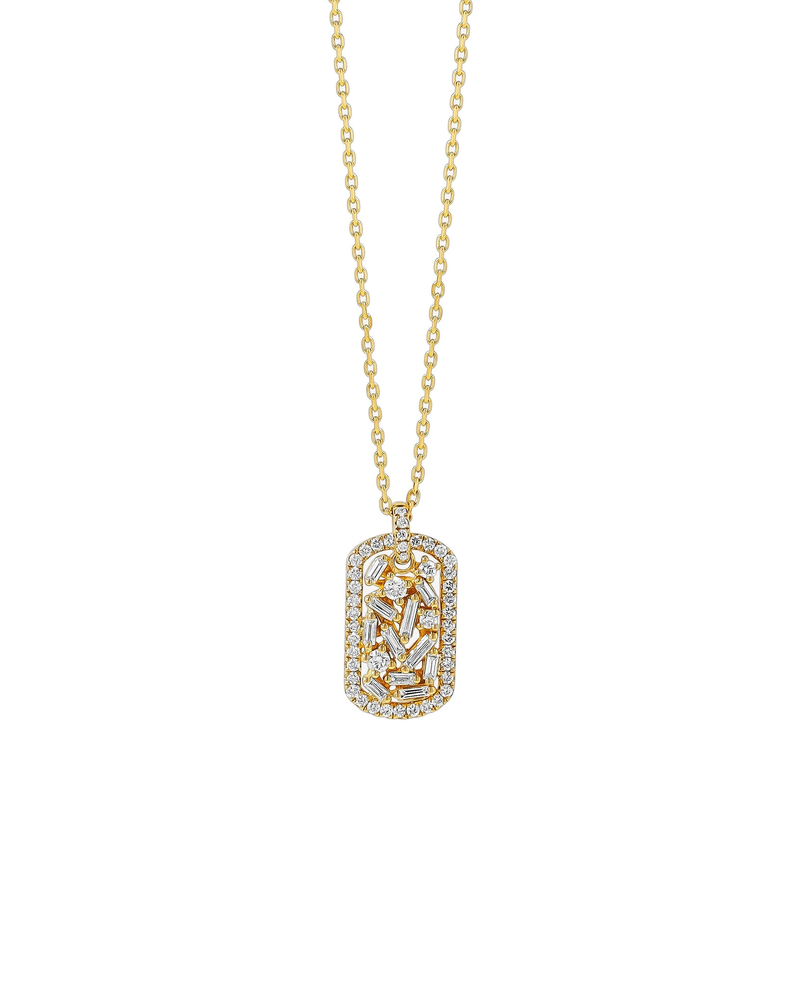 Suzanne Kalan Classic Diamond Small Dog Tag Pendant in 18K Yellow Gold Suzanne Kalan Classic Diamond Small Dog Tag Pendant in 18K Yellow Gold | Fine Necklaces | Coveti