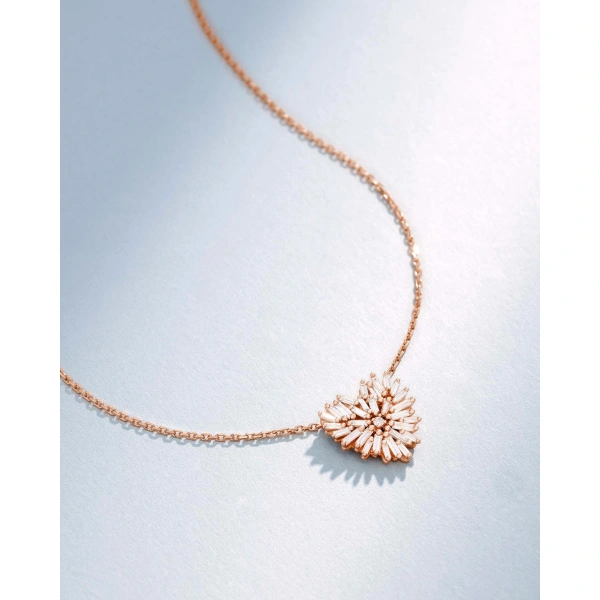 Suzanne Kalan Classic Diamond Small Heart Pendant in 18K Rose Gold | Fine Necklaces | Coveti