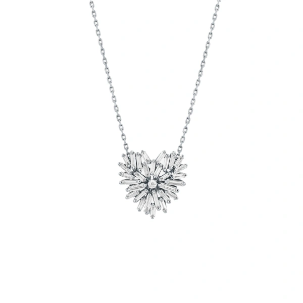 Suzanne Kalan Classic Diamond Small Heart Pendant in 18K White Gold | Fine Necklaces | Coveti