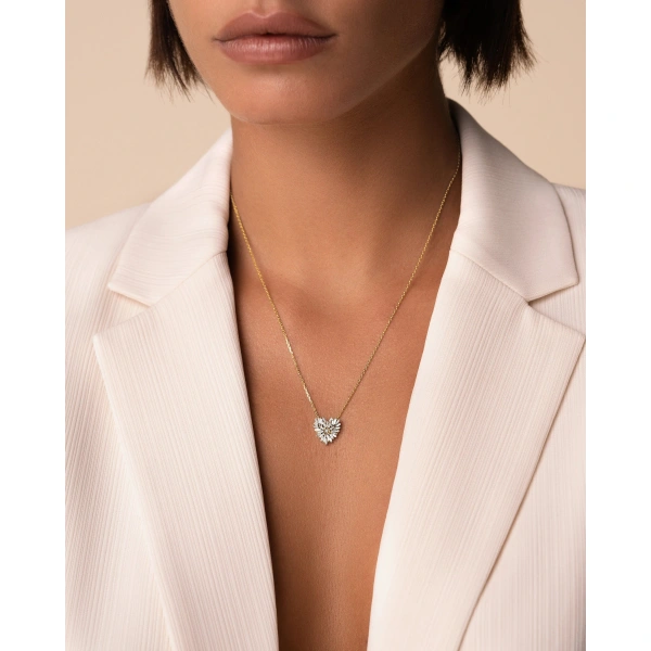 Suzanne Kalan Classic Diamond Small Heart Pendant in 18K Yellow Gold | Fine Necklaces | Coveti
