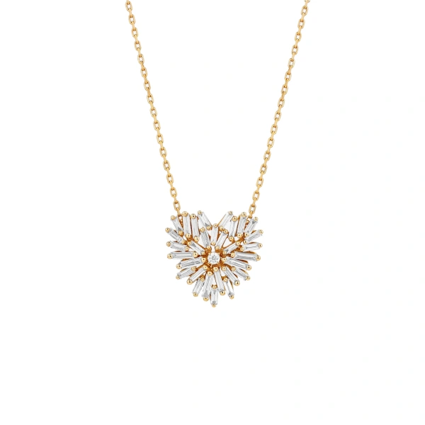 Suzanne Kalan Classic Diamond Small Heart Pendant in 18K Yellow Gold | Fine Necklaces | Coveti