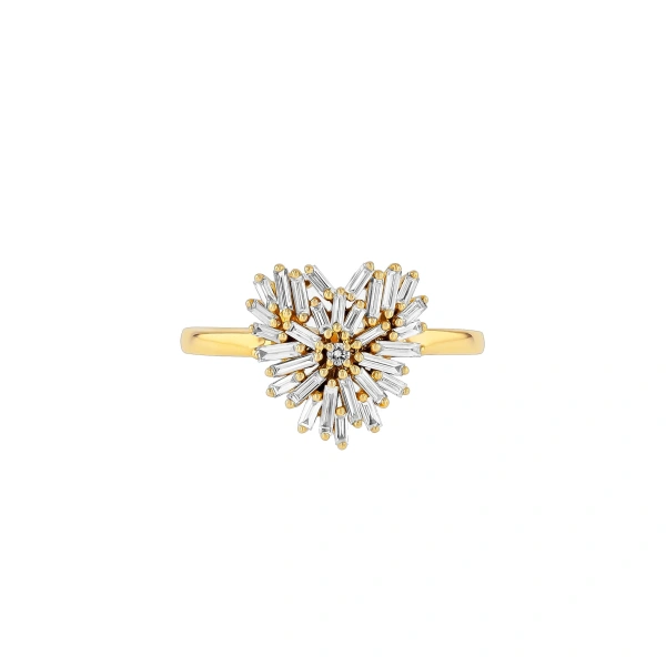 Suzanne Kalan Classic Diamond Small Heart Ring in 18K Yellow Gold | Fine Rings | Coveti